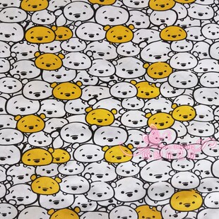 窗帘面料娃衣童装 卡通宝宝床品面料服装 全棉斜纹纯棉布料 小黄熊