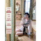 Hotdog 热狗很辣耶鲁千金精致优雅气质复古设计感杏色衬衫 女