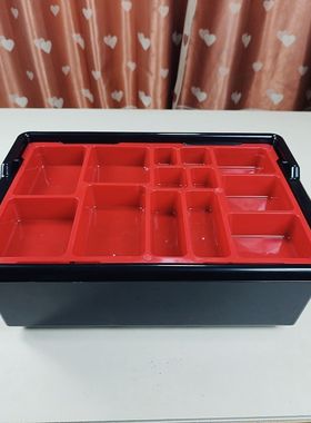 儿童积木玩具整理箱ev3黑色收纳箱红色分类盘多功能防尘收纳桶