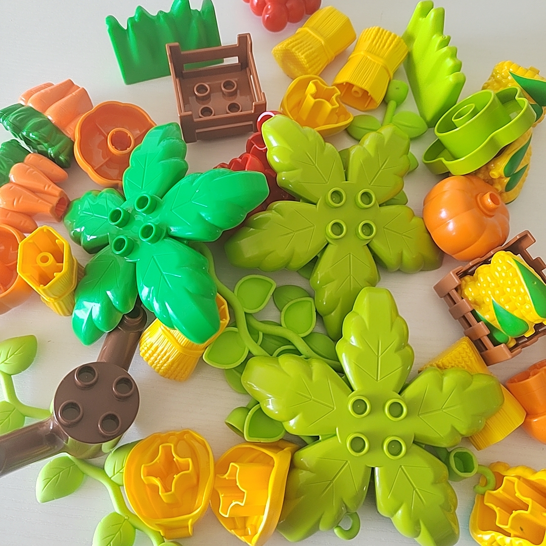 大颗粒配件通用花草大树叶藤条水果蔬菜散件幼儿园益智拼搭玩具
