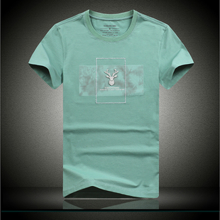 2024新款潮牌刺绣动物图案莱卡棉夏装百搭韩版男士打底衫短袖T恤