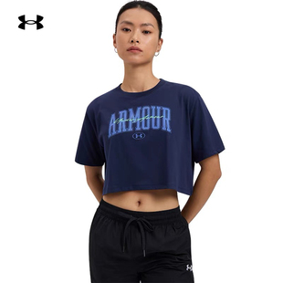安德玛UA春夏Script女子宽松运动休闲短款 T恤1390336 短袖