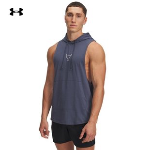 安德玛官方UA秋冬Project Rock强森男子连帽训练运动背心6005048