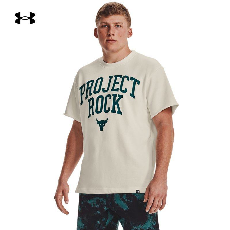 安德玛官方ua project rock强森男子棉织训练运动短袖t恤1377435