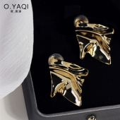 不规则褶皱金属无耳洞弹簧蚊香盘耳夹个性 高级感 女几何潮品时尚