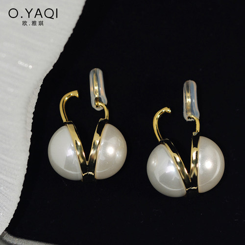 无洞优雅双面珍珠一体蚊香盘耳夹