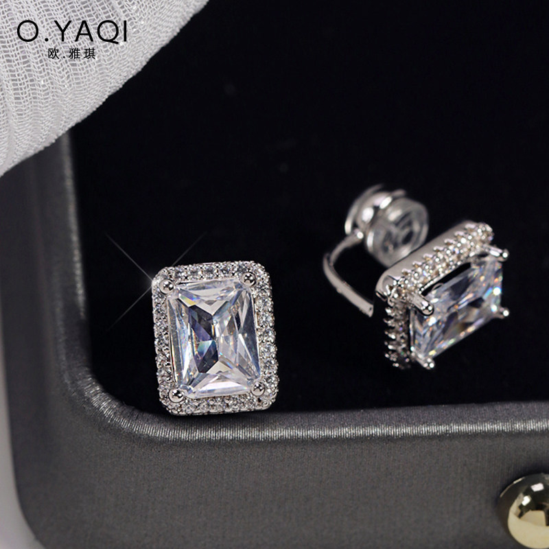 方形闪亮锆石无耳洞气质高级感一体式硅胶耳夹微镶几何女耳饰,饰品/流行首饰/时尚饰品新,耳夹,淘宝优惠券,粉丝福利购,淘宝优惠卷