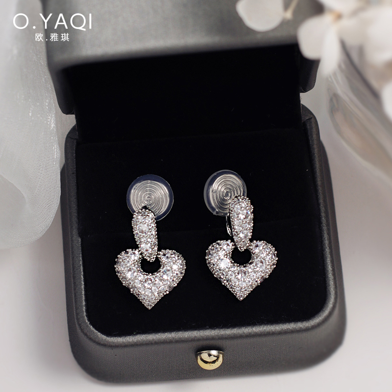 无耳洞时尚满钻爱心蚊香盘耳夹