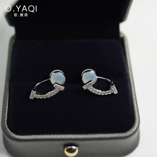 小巧微镶闪锆微笑硅胶垫耳夹气质