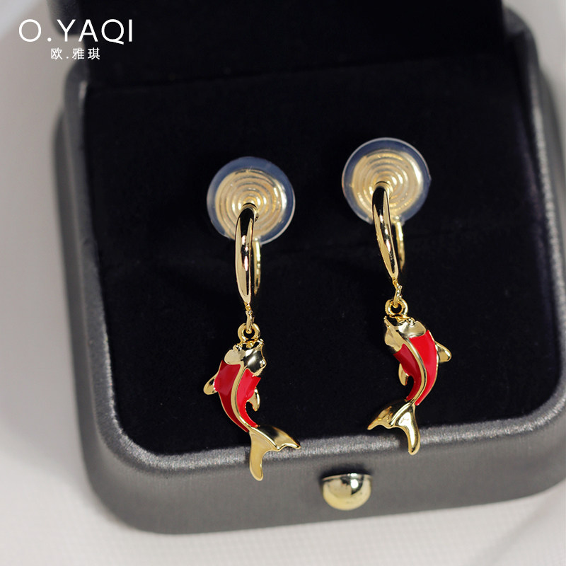 无耳洞小众可爱红色锦鲤国风一体隐形蚊香盘耳夹复古耳扣耳环耳饰,饰品/流行首饰/时尚饰品新,耳夹,淘宝优惠券,粉丝福利购,淘宝优惠卷