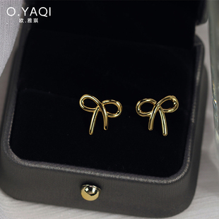 无耳洞一体隐形蚊香盘耳夹气质简约蝴蝶结耳钉小巧女耳饰小众设计