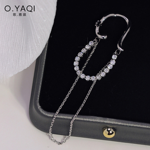 微镶闪锆链条耳骨夹小众设计无耳洞耳夹流苏耳环时尚 冷淡风女耳饰