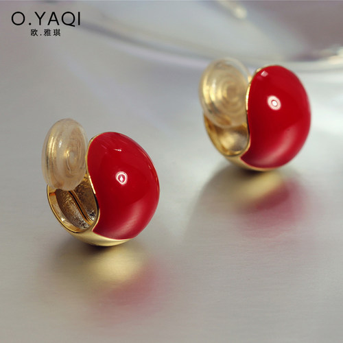 简约复古相思红豆隐形蚊香盘耳夹