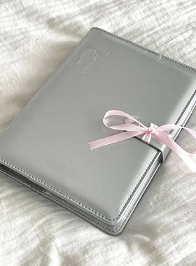 韩系银色蝴蝶结装饰灰色卡册高颜值ins女式相册收纳包大容量学生