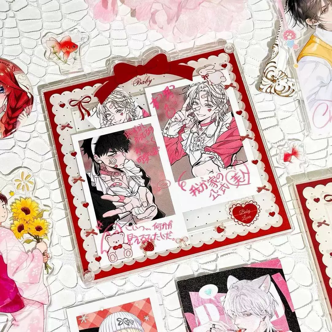 红色蕾丝波点蝴蝶结亚克力谷美