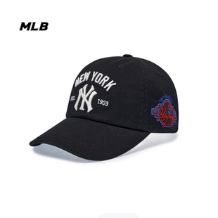 韩国MLB帽子专柜NY刺绣男女棒球帽可调节软顶鸭舌帽张凌赫同款帽