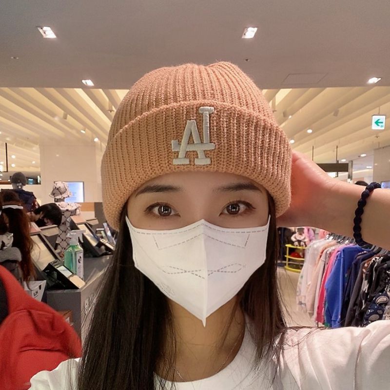 针织帽冷帽MLB保暖韩版毛线帽女