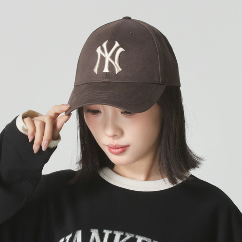 韩国MLB帽子NY刺绣字母硬顶大标显脸小棒球帽防晒男女鸭舌帽情侣