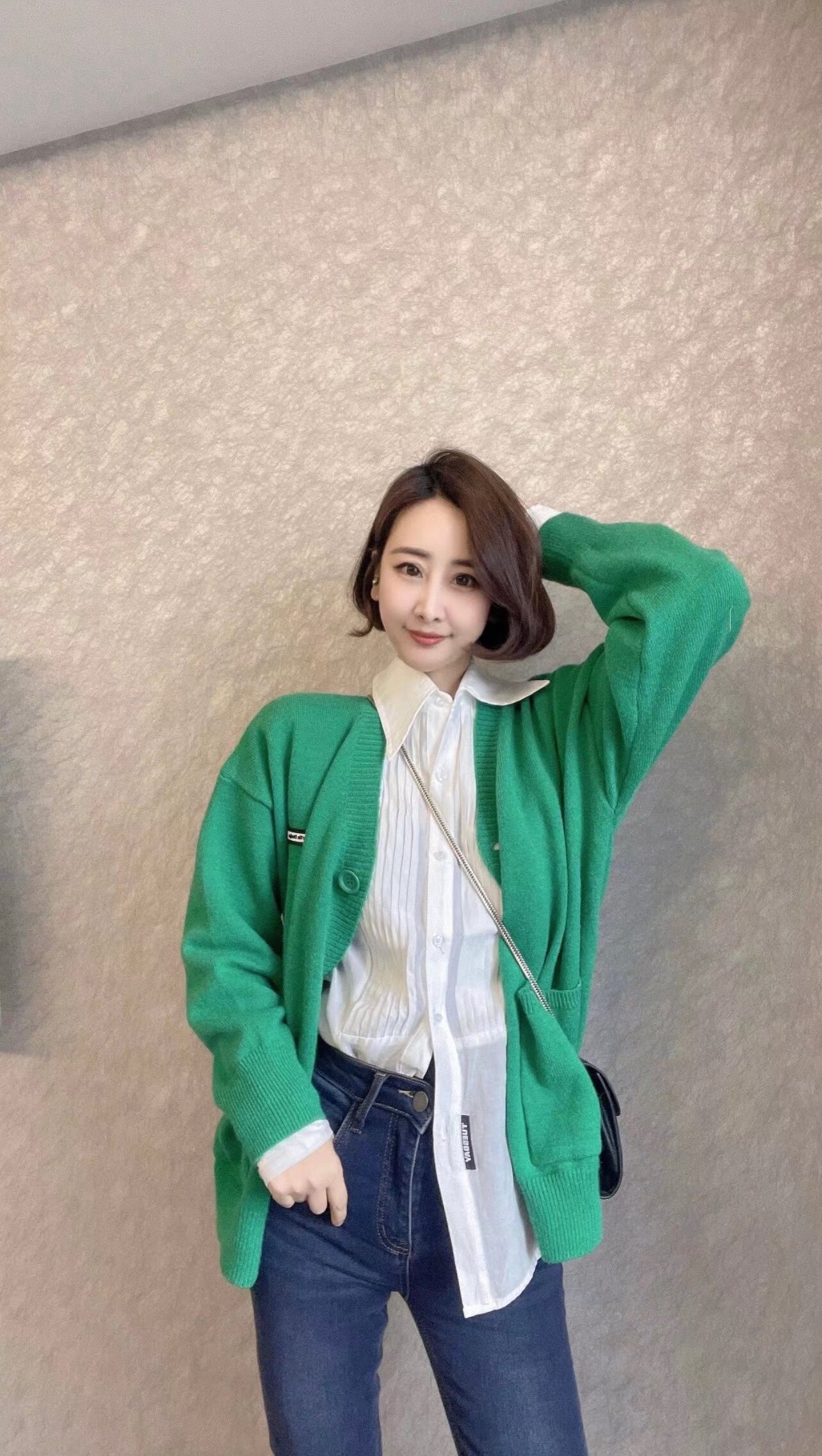 春款开衫毛衣女宽松v领长袖慵懒风针织开衫外套