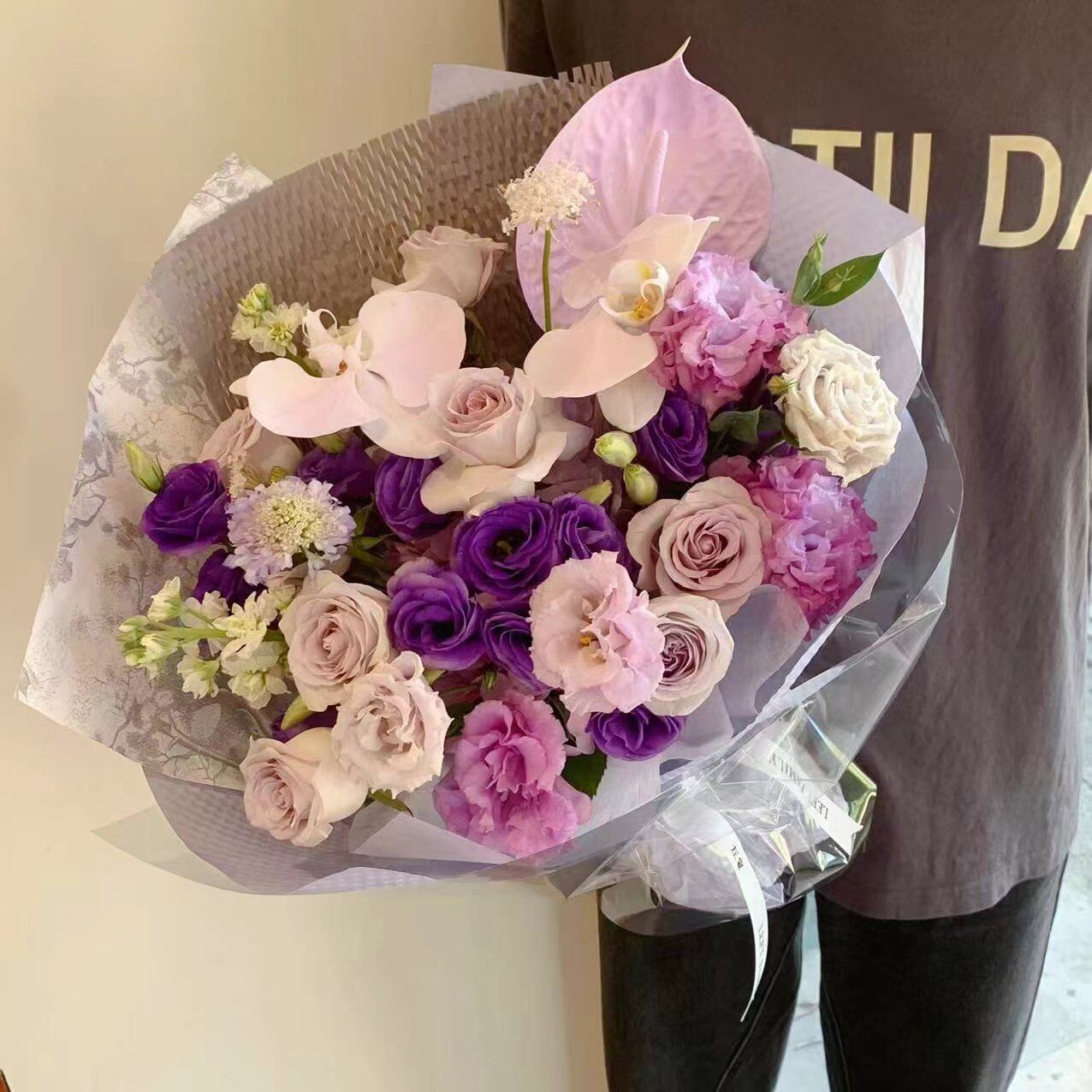 【左家】紫色花束宁波鲜花店同城鲜花速递(同城)