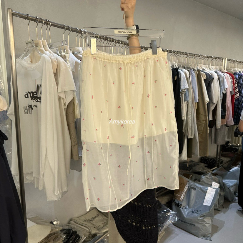 MAISONSTAFF Amy韩代 26春夏 东大门 碎花微透 半身裙 中裙 洋气