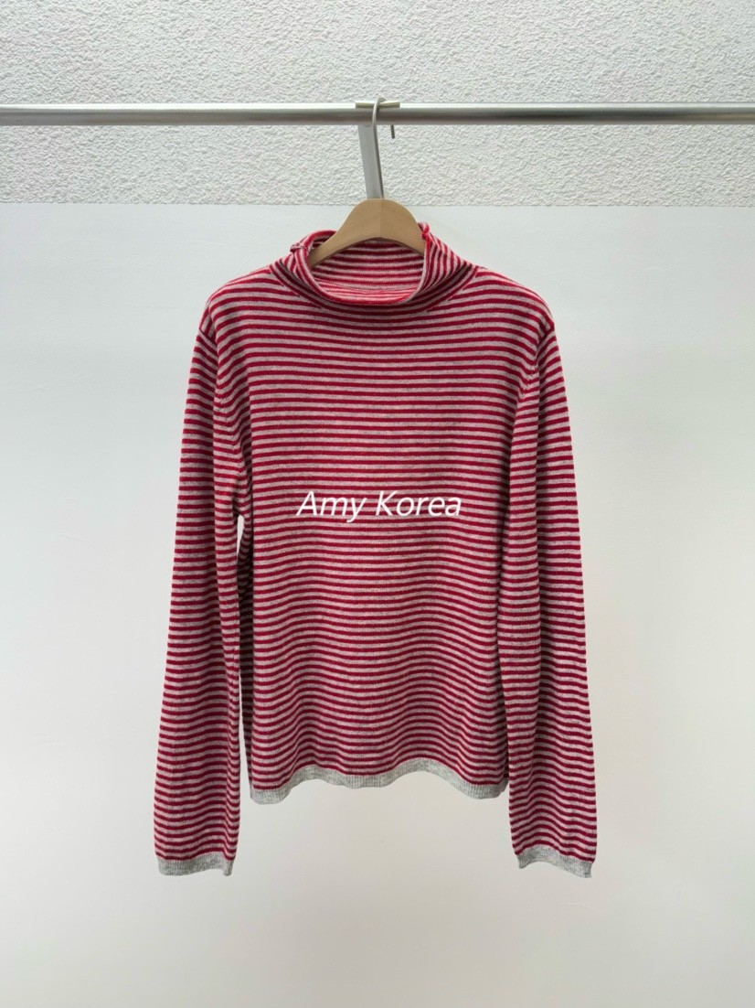 ROMANTICIZE Amy韩代 25fw 东大门 条纹高领 长袖针织衫 百搭