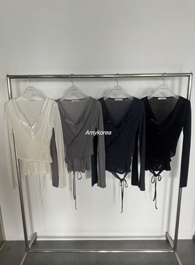 tempting Amy韩代 25fw 东大门 单排扣 长袖t恤背心 纯色假两件套