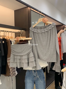 BRELLIN Amy韩代 26早春 东大门 时尚荷叶边 半身裙短裙 纯色洋气