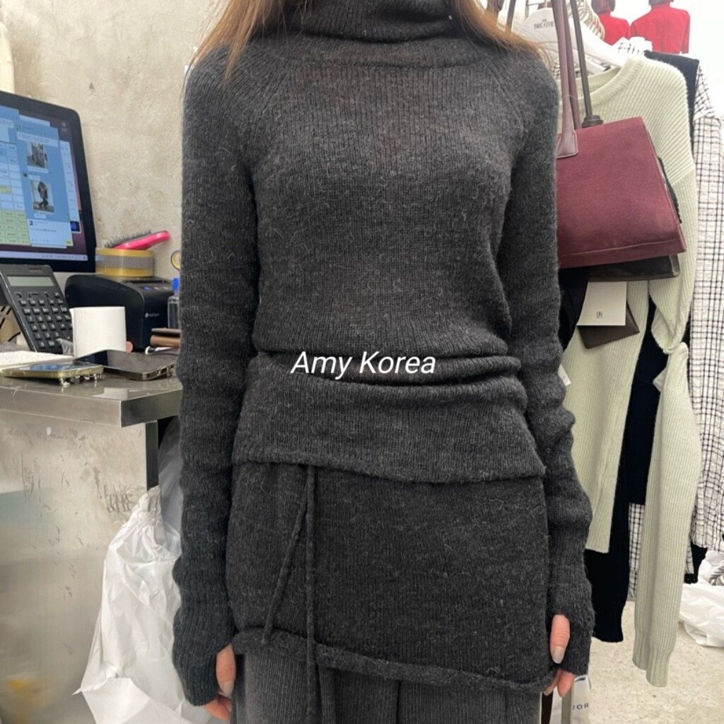 breathe韩国东大门代购24冬季新款纯色半高领长袖针织衫上衣显瘦