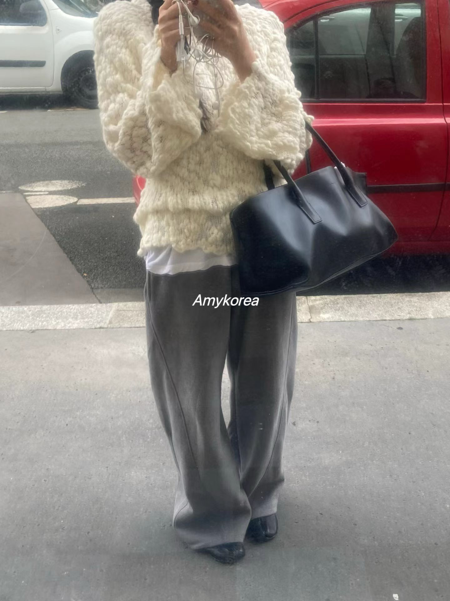 LONDON FLAT Amy韩代 25fw 东大门 纯色圆领 套头针织衫毛衣洋气