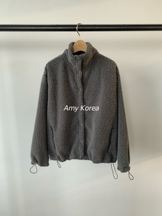 UNDERSON Amy韩代 25fw 东大门 时尚纯色 抽绳立领 摇粒绒外套