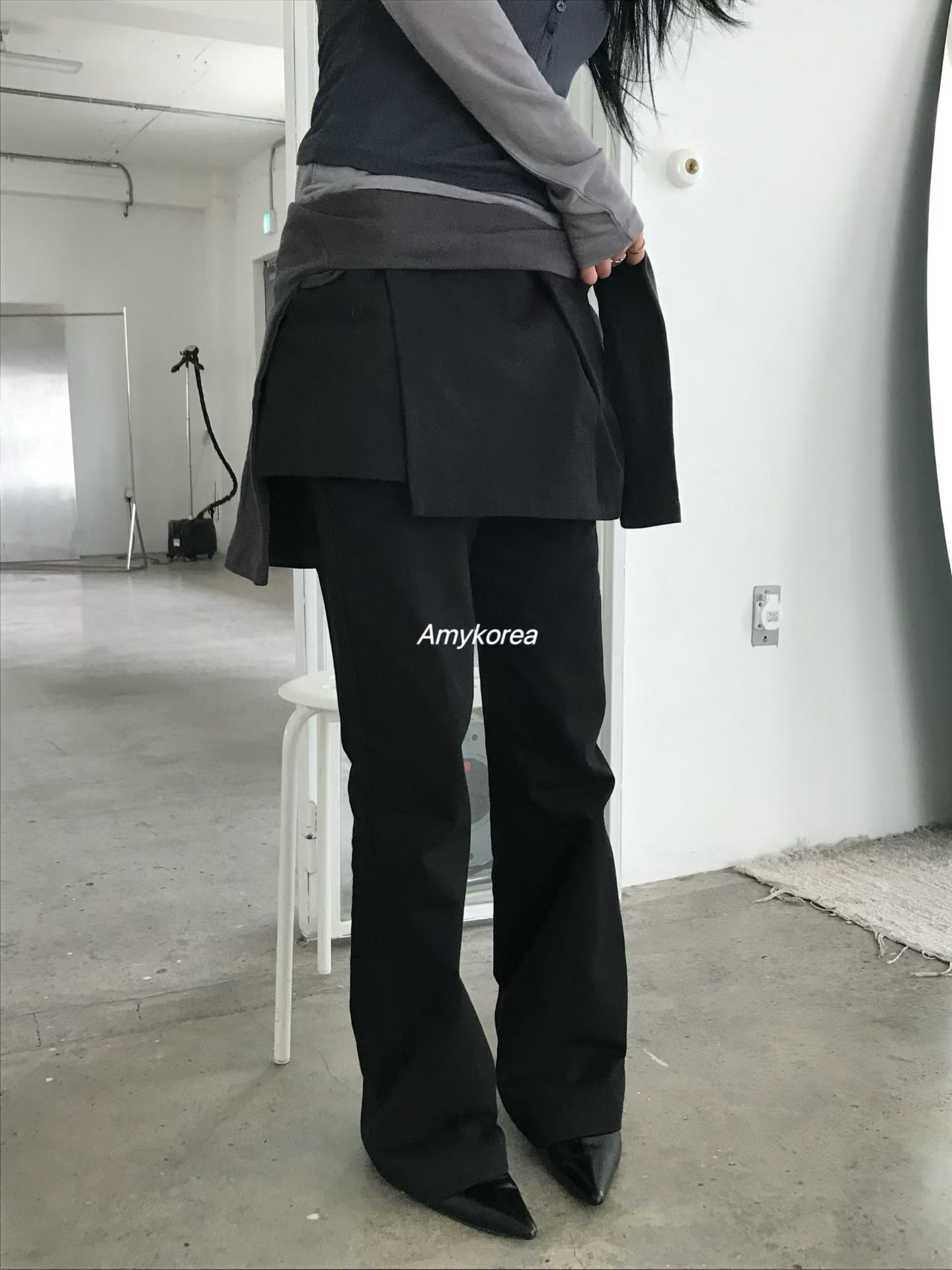 PADO Amy韩代 25早秋 东大门 时尚纯色 裙帘裤可拆卸 两件套 百搭