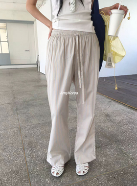 tempting Amy韩代 26春夏 东大门 条纹抽绳 直筒休闲裤 洋气百搭