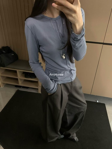morethanyesterday Amy韩代 26早秋 东大门 天丝100  卷边长袖t恤