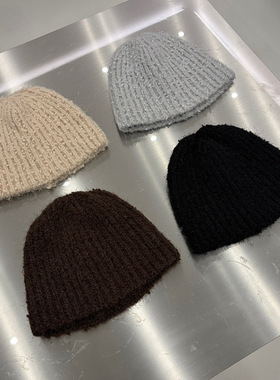 J shop Amy韩代 26fw 东大门 颗粒感 针织毛线帽子 冷帽 复古时尚