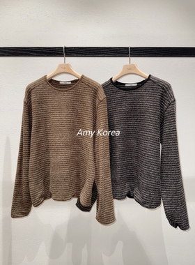 NDE Amy韩代 25fw 东大门 条纹套头针织衫 简约百搭