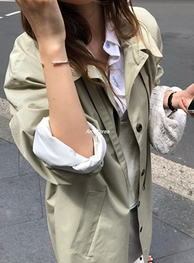 OVERTAKE Amy韩代 26早春 东大门 系带立领 长款风衣 纯色气质