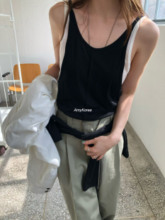 Amy韩代 拼色吊带背心 25ss 洋气小标 假两件 东大门 unbound