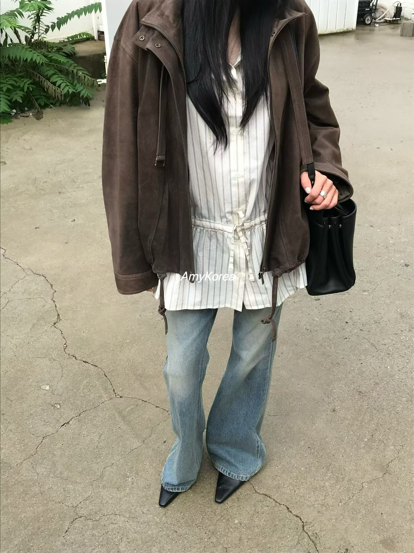 PADO Amy韩代 25早秋 东大门 水洗微喇牛仔裤 休闲百搭洋气