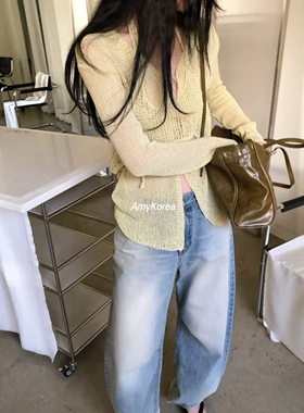 lake Amy韩代 26早春 东大门 洋气V领针织开衫 薄款纯色百搭