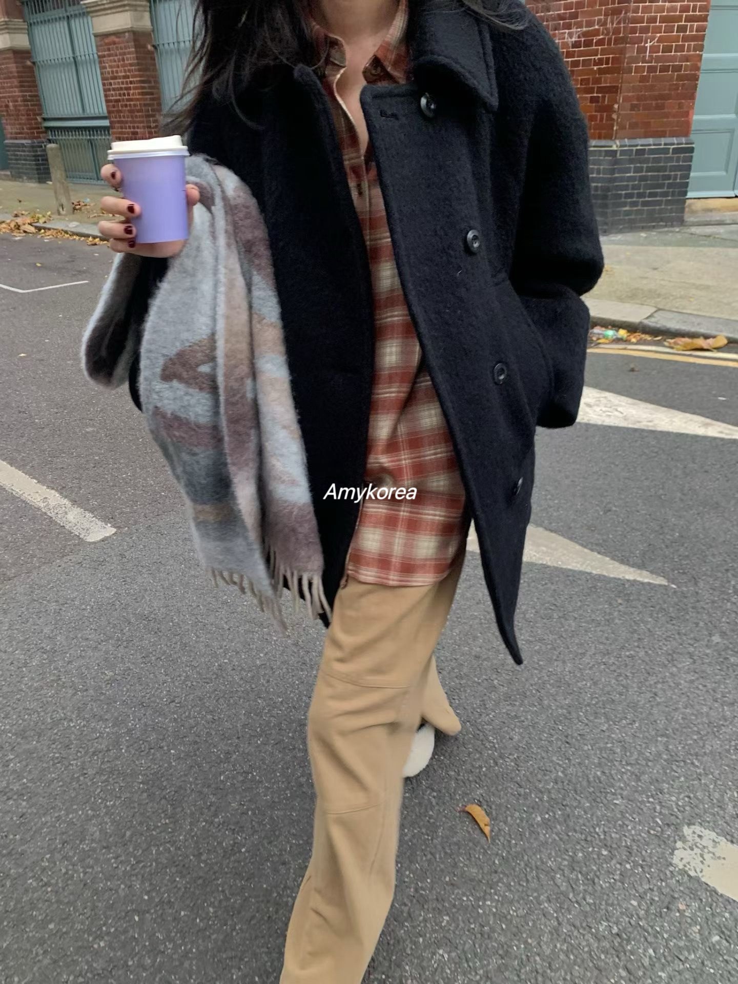 UNDERSON Amy韩代 25fw 东大门 翻领复古 中长款 大衣外套