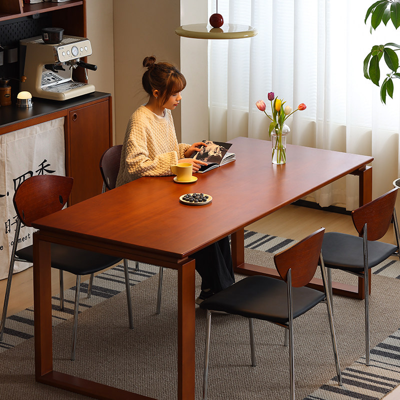 小万家具/实木餐桌北欧复古加厚大板桌餐厅饭桌小户型长桌工作台
