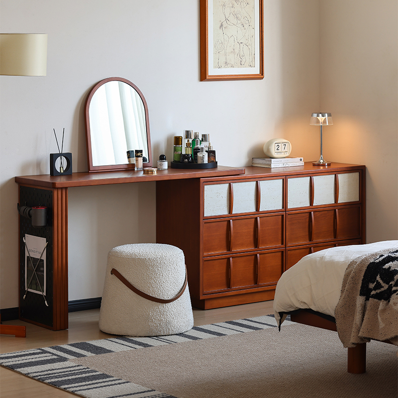 小万实木斗柜梳妆台一体化妆台