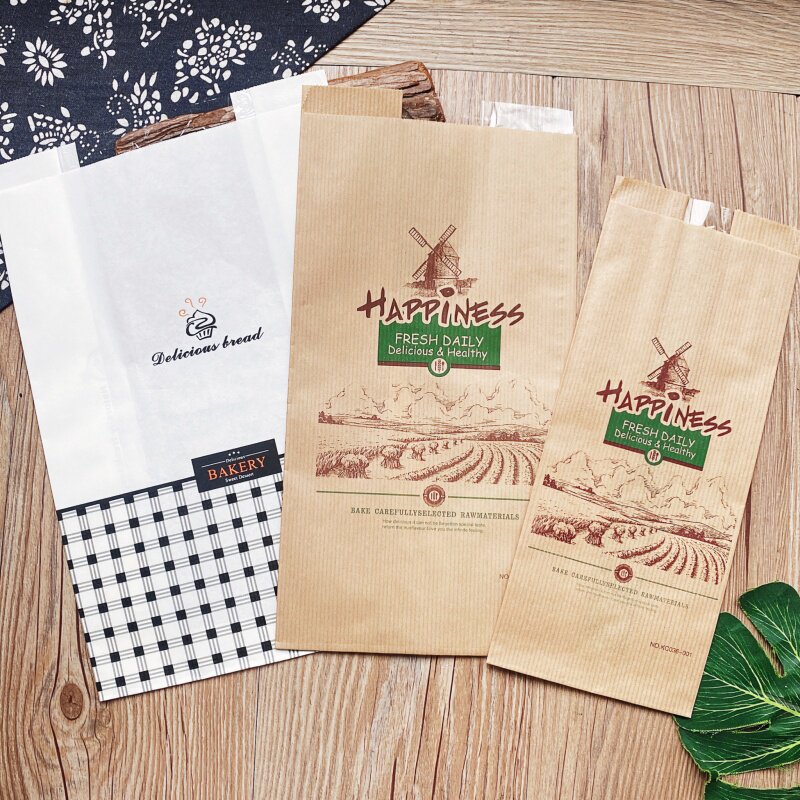 风车款6片吐司包装袋西点烘焙袋土司袋450克装牛皮纸袋面包袋