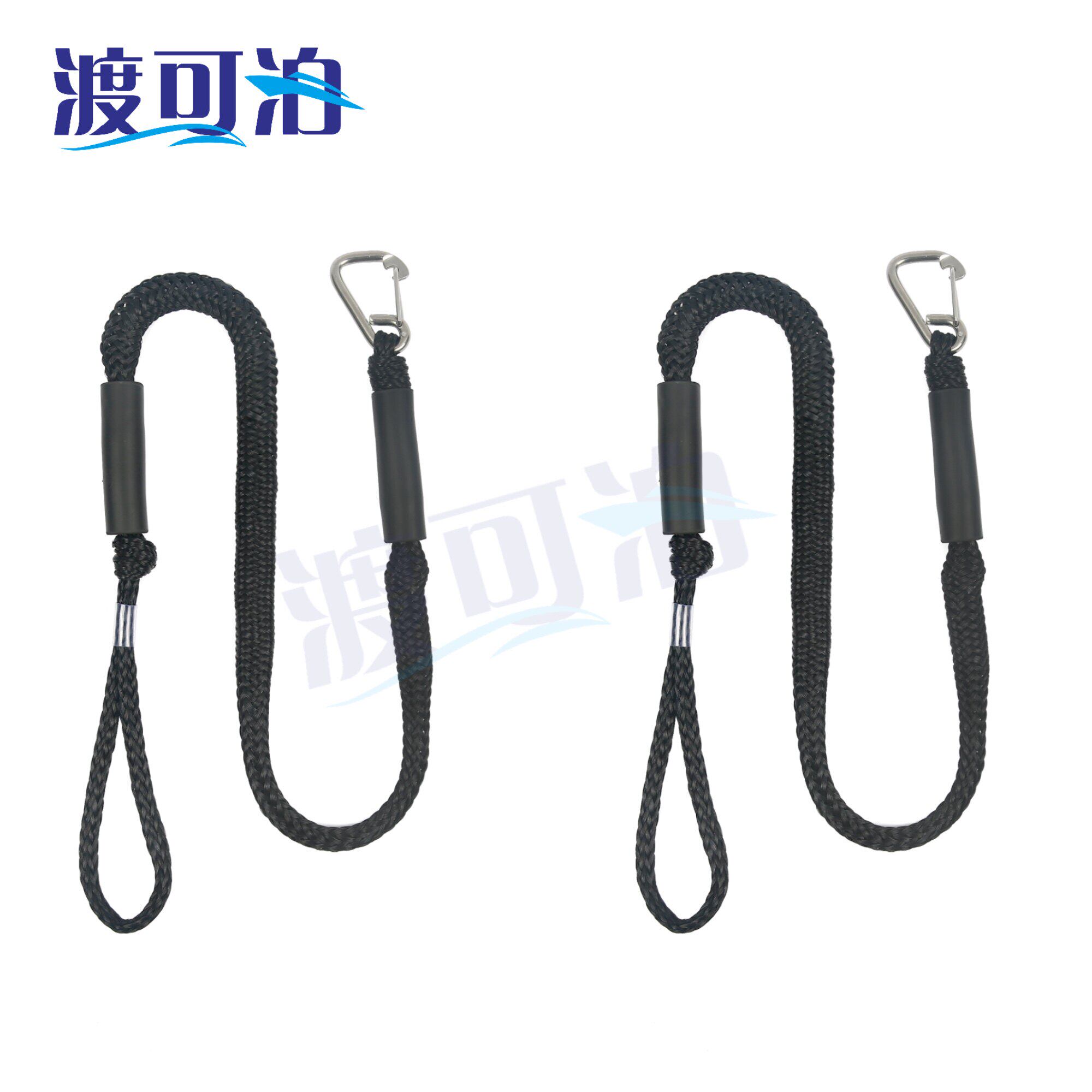小型船只停船绳带钩单钩泊船绳汽摩艇弹力码头绳2条拉伸船用揽绳