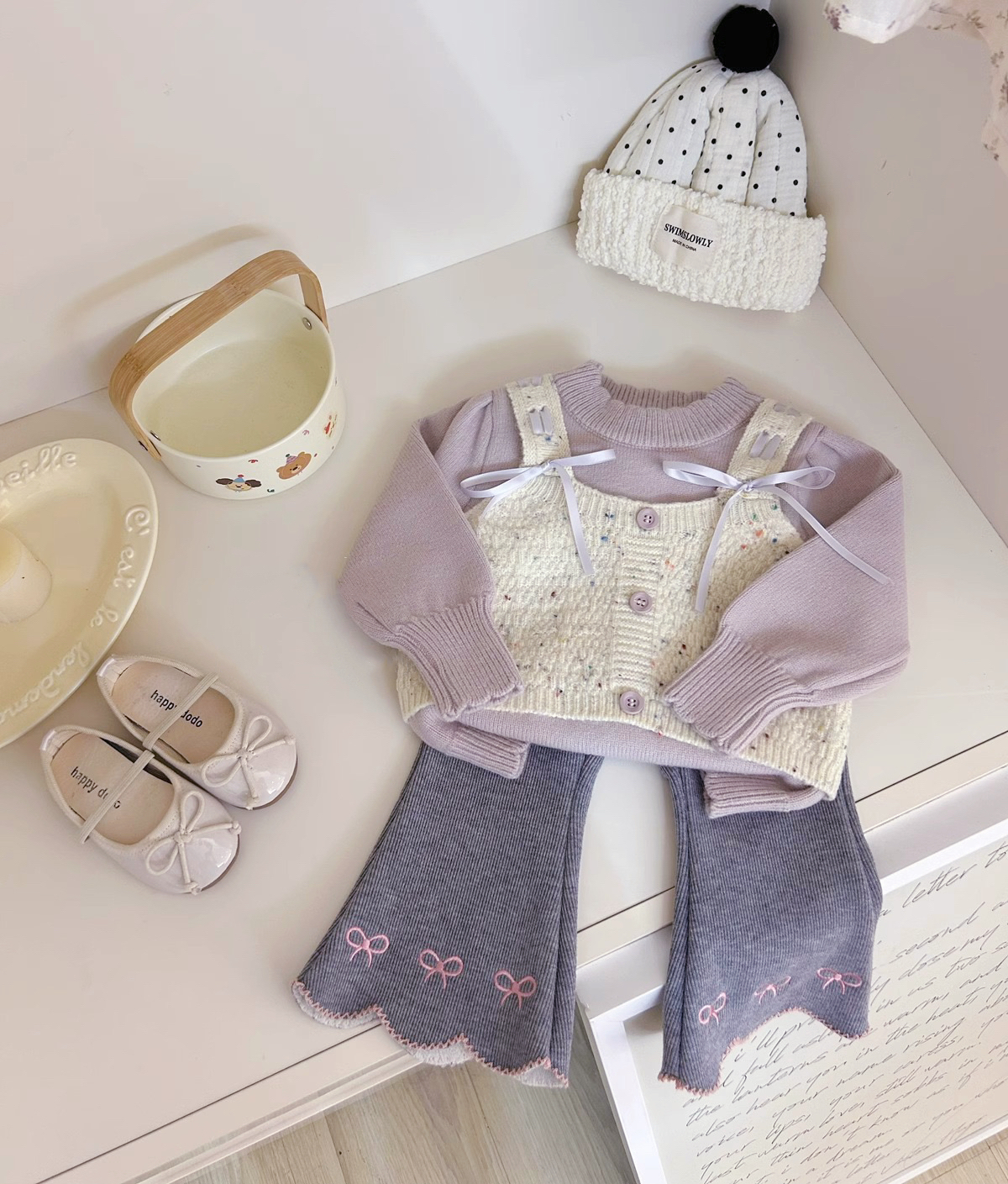 女童秋冬甜美套头假两件毛衣女宝宝韩版可爱针织衫2025新款女上衣