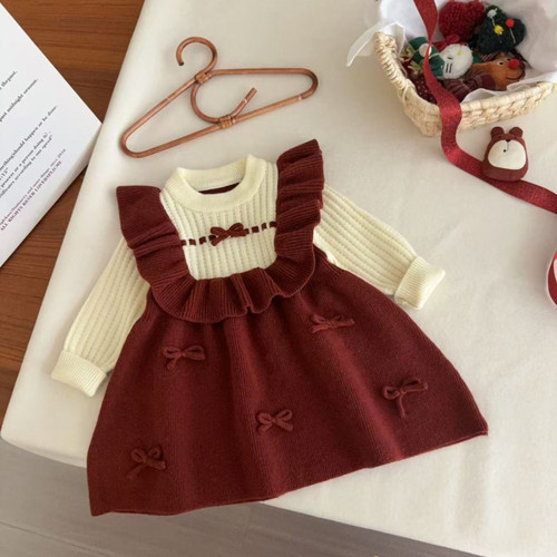 甜美荷叶边毛衣裙针织连衣裙