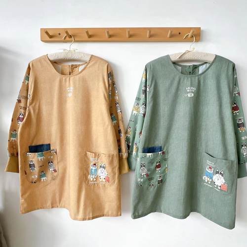 日本usuru森系长袖围裙反穿衣