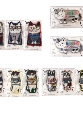 日本kusuguru刺绣猫咪法斗胸针毛日式卡通别针配饰挂件7689