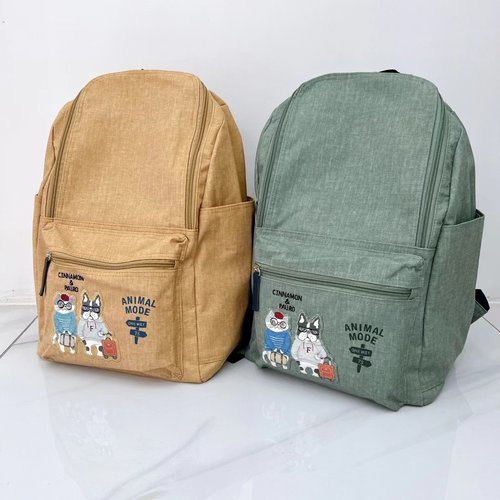 可放A4书男女麻灰色夏天背双肩包